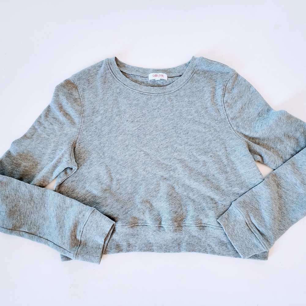 Goldie Lewinter Gray Crew Neck Long Sleeve Soft Textured Minimalist-Size XS